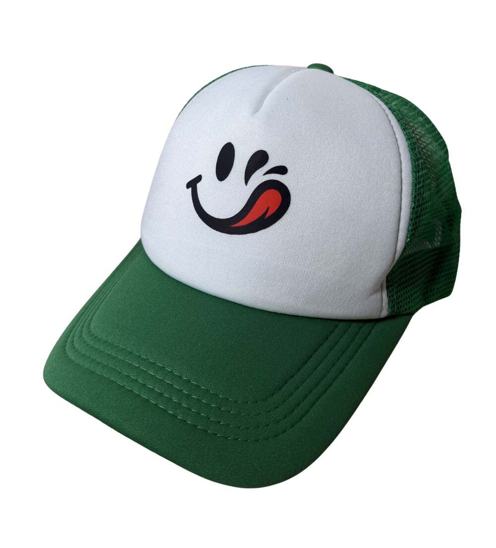 Fun Green & White Winking Face Trucker Hat